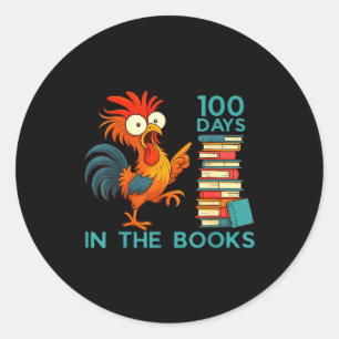 100 Days In The Books Of School For Boy Girl Stude Classic Round Sticker