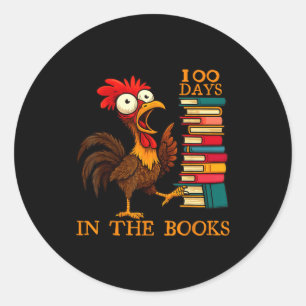 100 Days In The Books Of School For Boy Girl Stude Classic Round Sticker