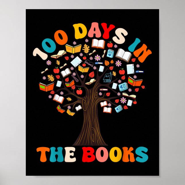 100 Days In The Books Reading Teacher 100th Day Poster (Front)