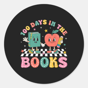 100 Days In The Books Reading Teacher Kid 100 Days Classic Round Sticker