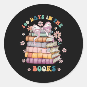 100 Days In The Books School Teachers Kids Boys Classic Round Sticker