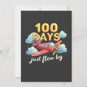 100 Days Just Flew By Aeroplane 100 days Of School Holiday Card