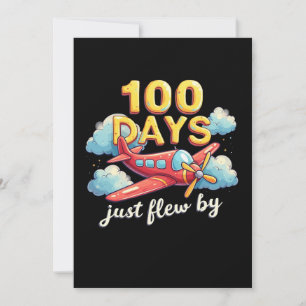 100 Days Just Flew By Aeroplane 100 days Of School Holiday Card