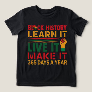 100 Days Learning Black History Afro Education Tee