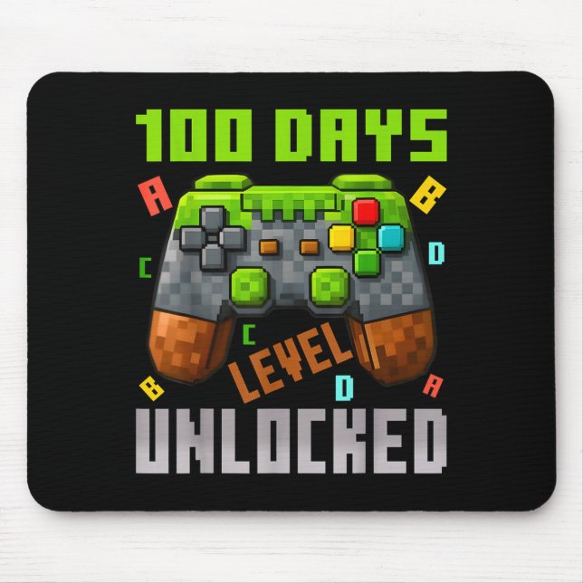 100 Days Level Unlocked Gaming 100 Days Of School  Mouse Mat (Front)