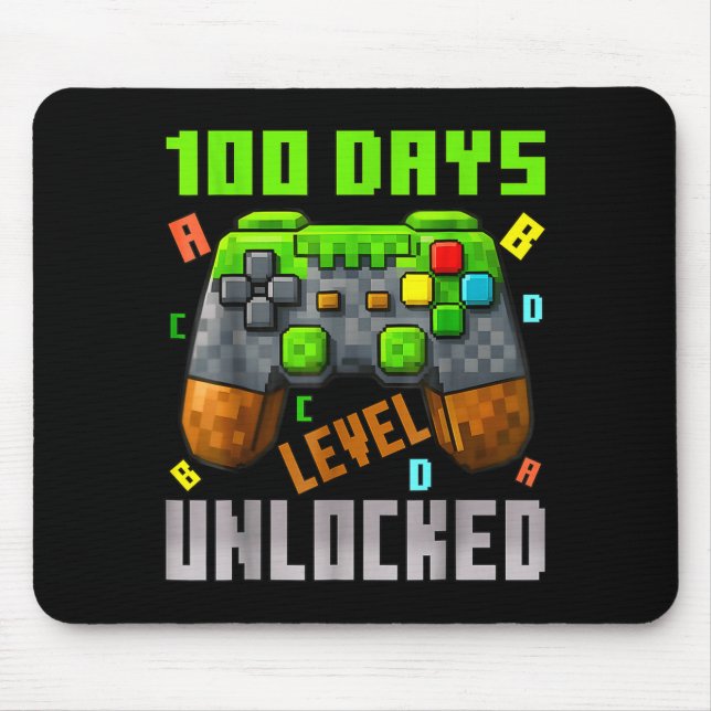 100 Days Level Unlocked Gaming 100 Days Of School  Mouse Mat (Front)