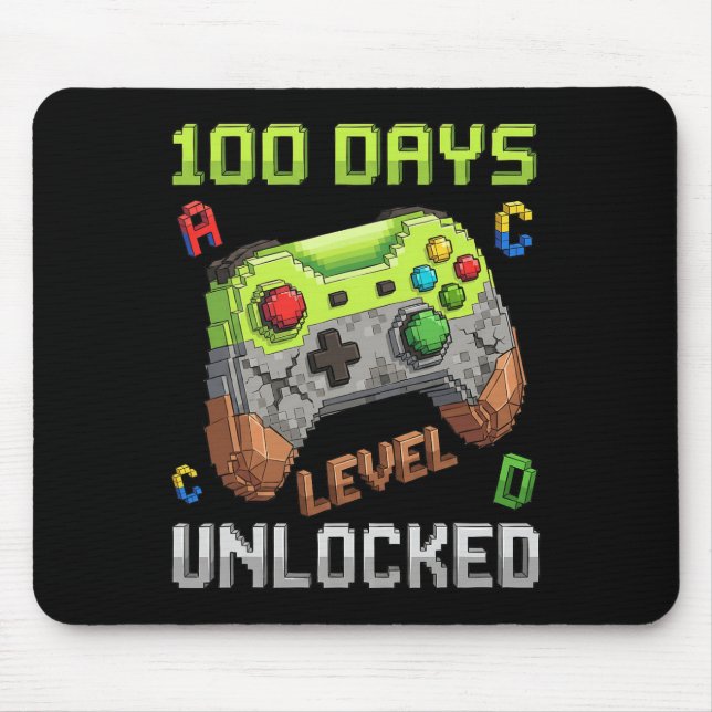 100 Days Level Unlocked Gaming 100 Days Of School  Mouse Mat (Front)