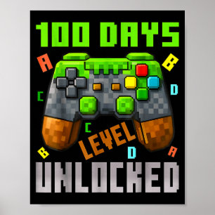 100 Days Level Unlocked Gaming 100 Days Of School  Poster