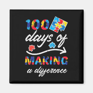 100 Days Making Difference Autism Puzzle 100th Day Magnet