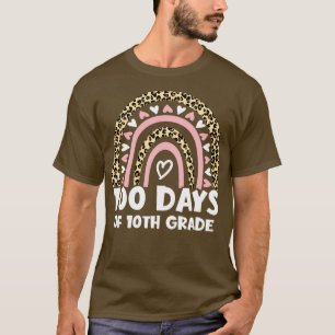 100 Days Of 10th Grade Rainbow Leopard 100th Days T-Shirt