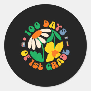 100 Days Of 1st Grade Elementary Teacher Student F Classic Round Sticker