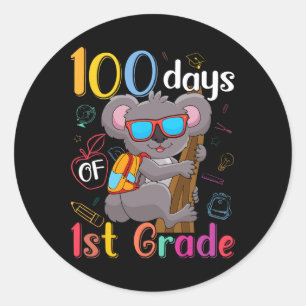 100 Days Of 1st Grade Koala 100th Day School First Classic Round Sticker