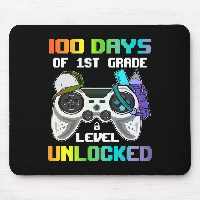 100 Days Of 1st Grade Level Unlocked Gamer Video G Mouse Mat (Front)