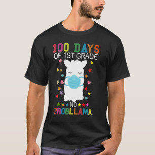 100 Days Of 1st Grade No Probllama Llama Mask Quar T-Shirt