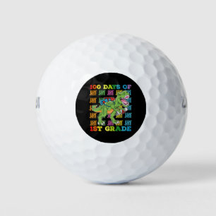 100 Days Of 1st Grade T Rex Dinosaur School Golf Balls