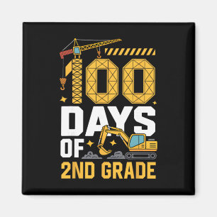 100 Days Of 2nd Grade Construction Vehicle 100 Day Magnet