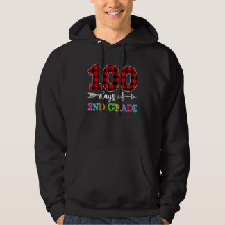 100 Days of 2nd Grade  Plaid Red 100th Day of Scho Hoodie