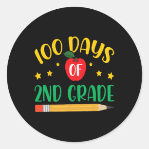 100 Days Of 2nd Grade Student Girls Boys 100 Days Classic Round Sticker