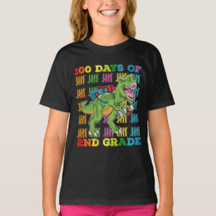 100 Days Of 2nd Grade T Rex Dinosaur School T-Shirt