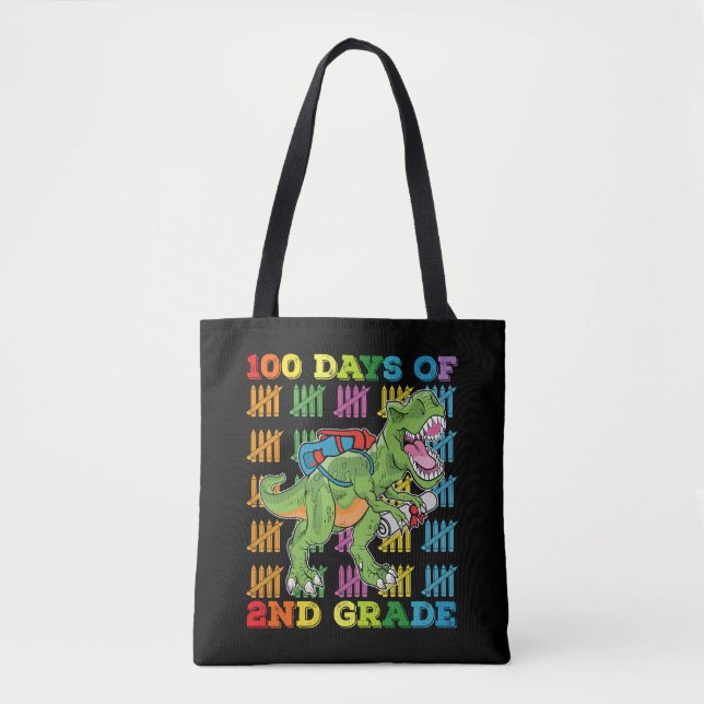 100 Days Of 2nd Grade T Rex Dinosaur School Tote Bag (Front)