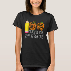 100 Days Of 2nd Grade Tiger Print Happy 100th Day  T-Shirt