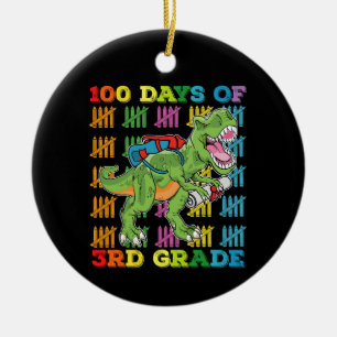 100 Days Of 3rd Grade T Rex Dinosaur School Ceramic Tree Decoration