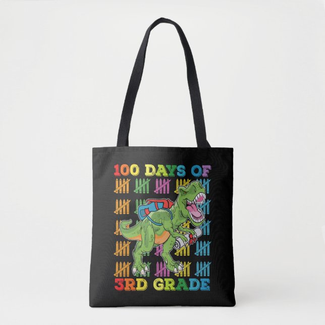 100 Days Of 3rd Grade T Rex Dinosaur School Tote Bag (Front)