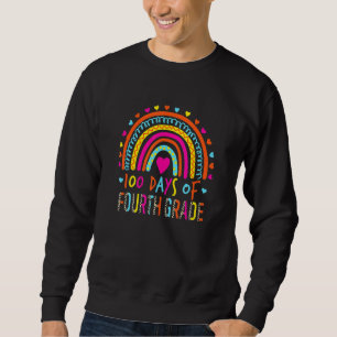 100 Days Of 4th Grade Leopard Rainbow 100th Day Of Sweatshirt