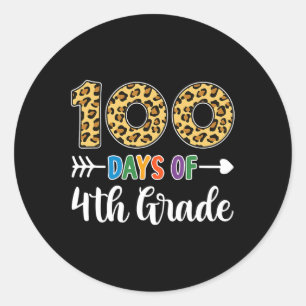 100 days of 4th grade teacher student 100th day sc classic round sticker