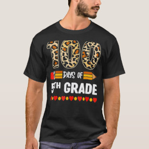 100 Days Of 5st Grade Leopard 100th Day Of School T-Shirt