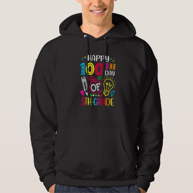 100 days of 5th Grade 100th day of School Teacher  Hoodie (Front)
