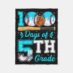 100 Days Of 5th Grade Baseball 100th Day Of School Fleece Blanket