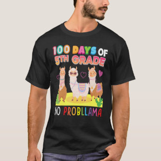 100 Days Of 5th Grade No Probllama 100th Day Schoo T-Shirt