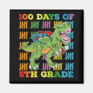 100 Days Of 5th Grade T Rex Dinosaur School Magnet