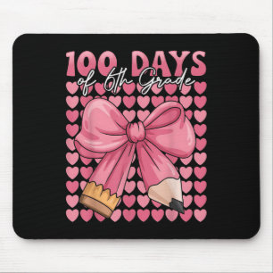 100 Days Of 6th Grade Girls Cute Bow 100th Day Of Mouse Mat