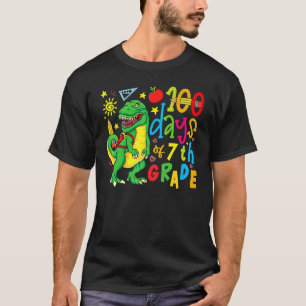 100 Days of 7th Grade Dino Rex 100 Day of School D T-Shirt