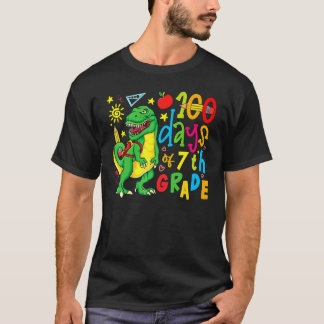 100 Days of 7th Grade Dino Rex 100 Day of School D T-Shirt