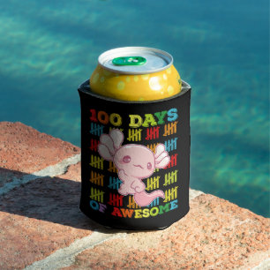 100 Days Of Awesome Axolotl 100th Day Of School Can Cooler