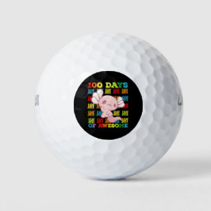 100 Days Of Awesome Axolotl 100th Day Of School Golf Balls