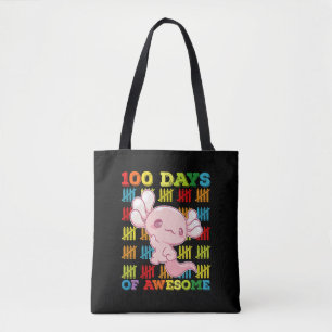 100 Days Of Awesome Axolotl 100th Day Of School Tote Bag