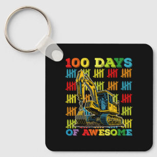 100 Days Of Awesome Excavator 100th Day Of School Key Ring