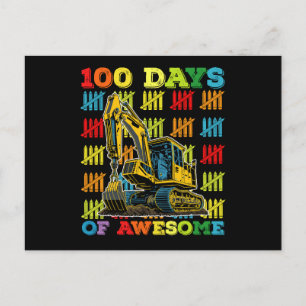 100 Days Of Awesome Excavator 100th Day Of School Postcard