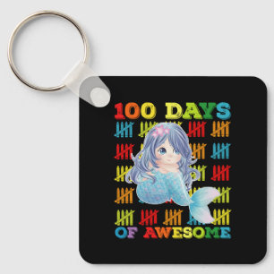 100 Days Of Awesome Mermaid 100th Day Of School Key Ring