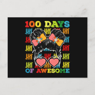 100 Days Of Awesome Messy Bun 100th Day Of School Postcard