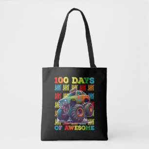 100 Days Of Awesome Monster Truck 100th Day School Tote Bag