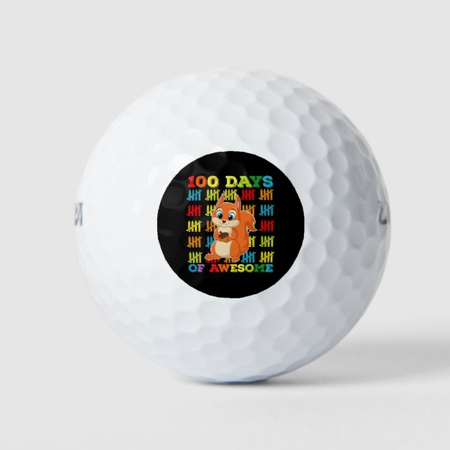 100 Days Of Awesome Squirrel 100th Day Of School Golf Balls (Front)