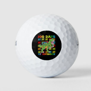 100 Days Of Awesome T Rex Dinosaur 100th School Golf Balls
