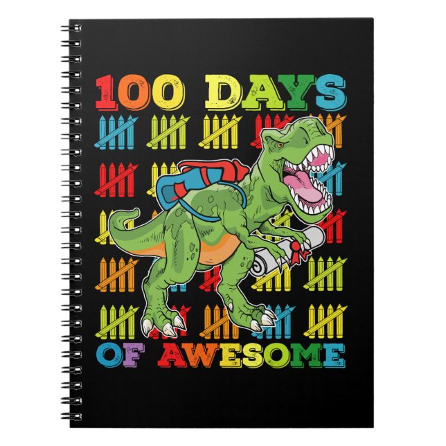 100 Days Of Awesome T Rex Dinosaur 100th School Notebook (Front)