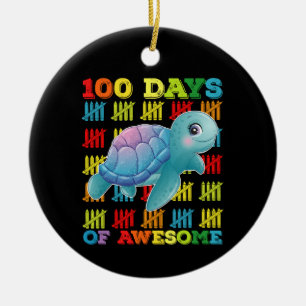 100 Days Of Awesome Turtle 100th Day Of School Ceramic Tree Decoration