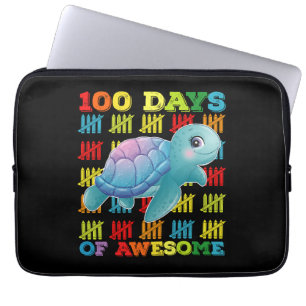 100 Days Of Awesome Turtle 100th Day Of School Laptop Sleeve